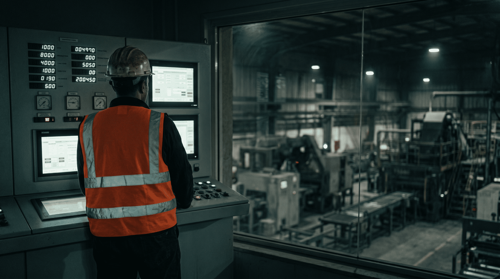 Operator reading a SCADA control panel